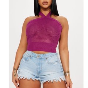 Danza Halter Sweater Top – PURPLE